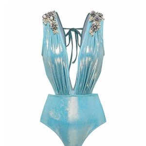 New beaded shimmery one piece bathing suit.  Still in package.